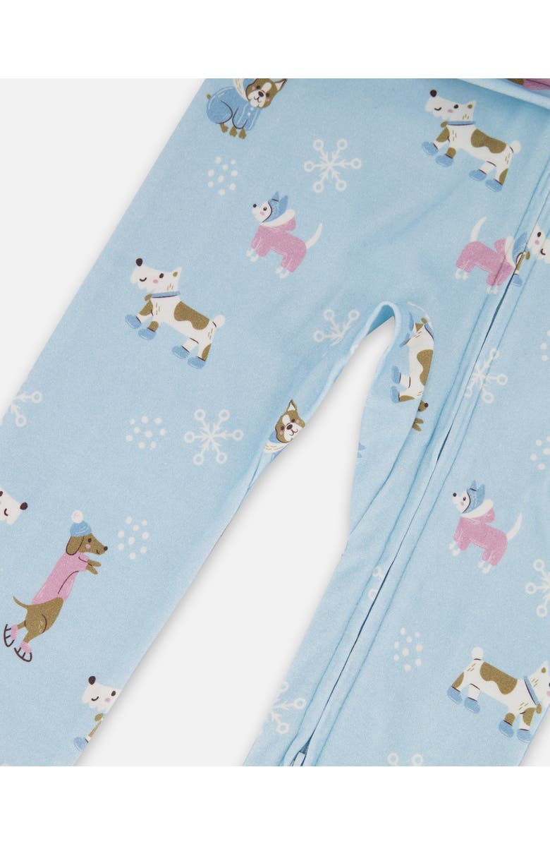Deux par Deux Organic Cotton Interlock One-Piece Pajama, Alternate, color, Blue Dog Print