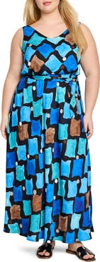 NIC+ZOE Sea Glass Bianca Tie Belt Maxi Dress