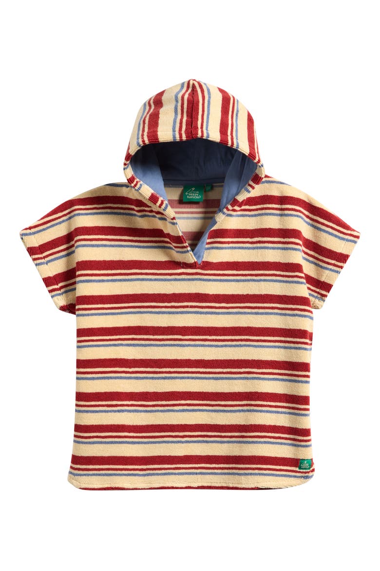 Kids' Hooded Organic Cotton Cover-Up Poncho, Main, color, RED MULTI