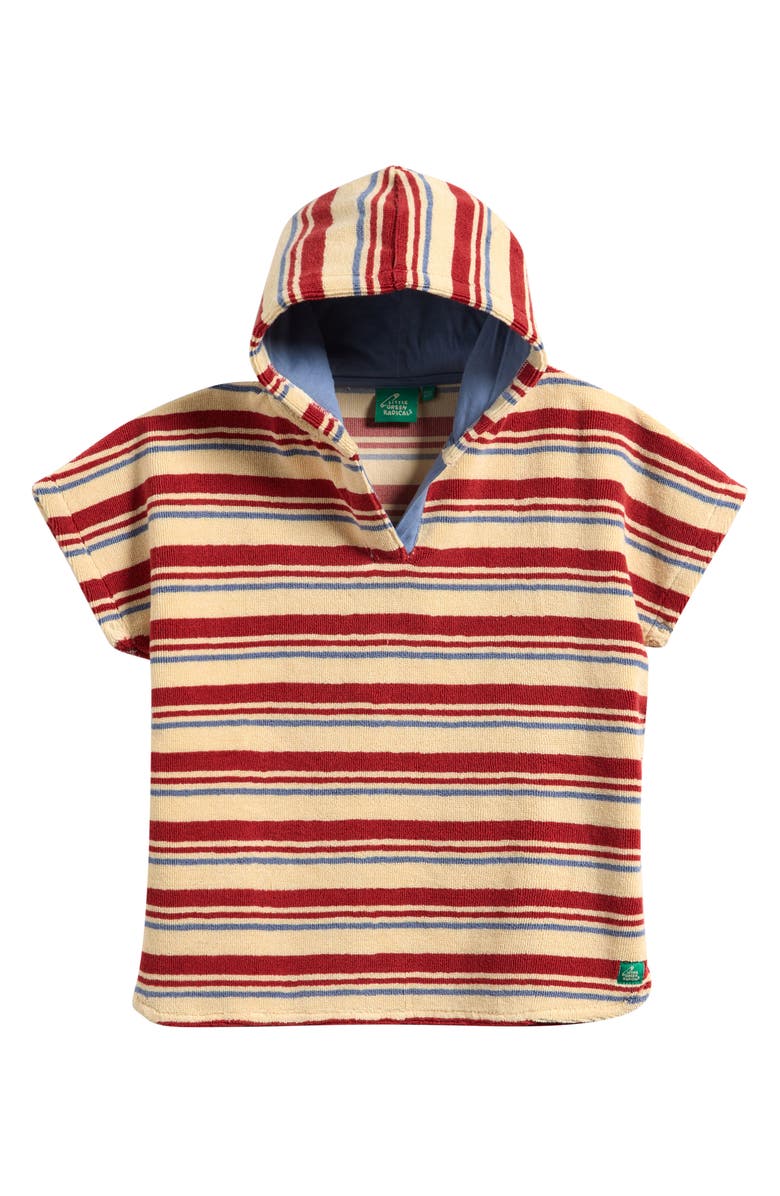 Little Green Radicals Kids' Hooded Organic Cotton Cover-Up Poncho, Main, color, Red Multi