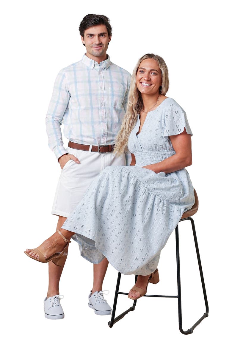 Women's Organic Tiered Eyelet Dress, Alternate, color, Pale Blue Eyelet