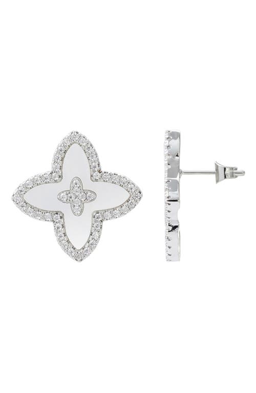 Adornia Cubic Zirconia Flower Stud Earrings In Metallic