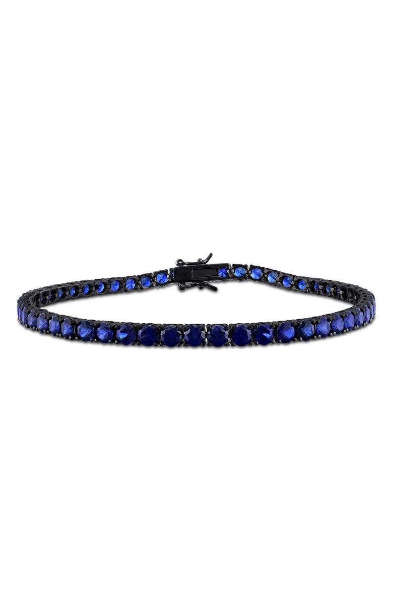 DELMAR Men's Sterling Silver Lab Created Sapphire Bracelet, Main, color, Blue