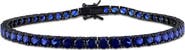 DELMAR Men's Sterling Silver Lab Created Sapphire Bracelet