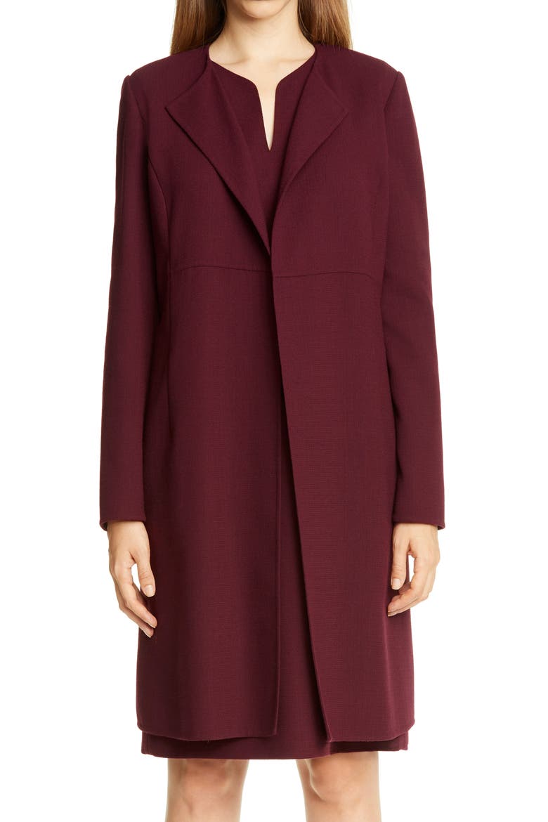 Russo Longline Wool Coat, Main, color, CABERNET
