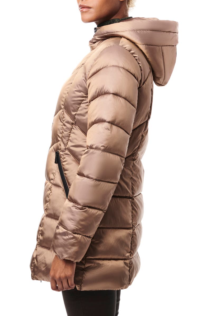 Bernardo Metallic Hooded Walker Coat, Alternate, color, Gold