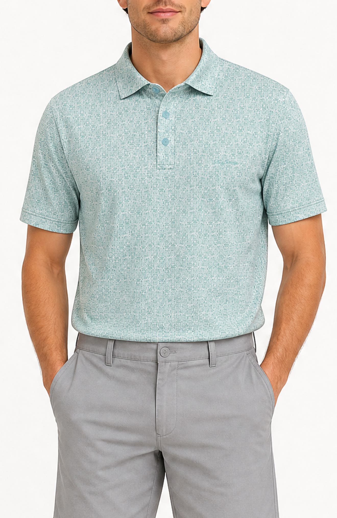 Watercolor Geo Performance Polo