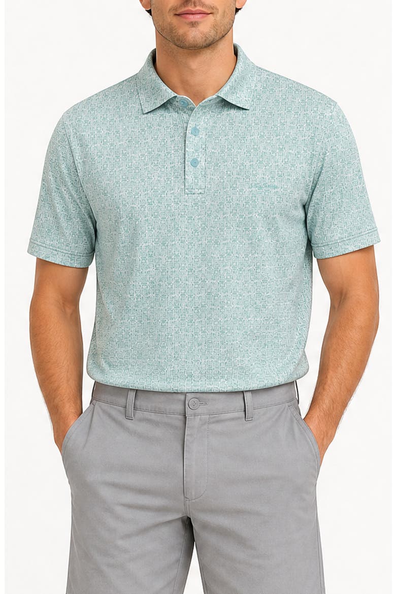 Watercolor Geo Performance Polo, Main, color, AQUA
