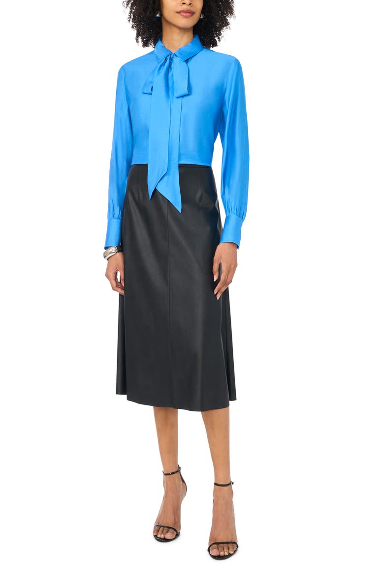 Cropped Shirt with Removable Tie, Alternate, color, CLASSIC BLUE
