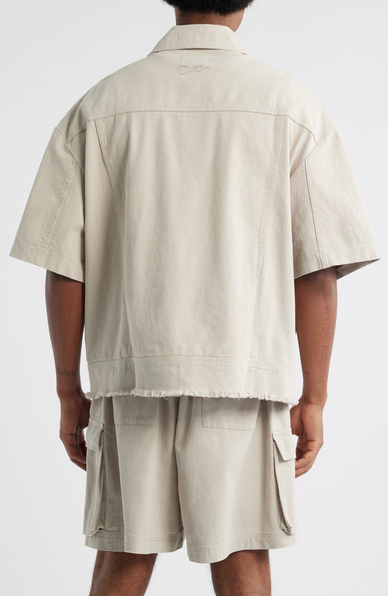 DIET STARTS MONDAY Short Sleeve Cotton Canvas Trucker Shirt Jacket, Alternate, color, 