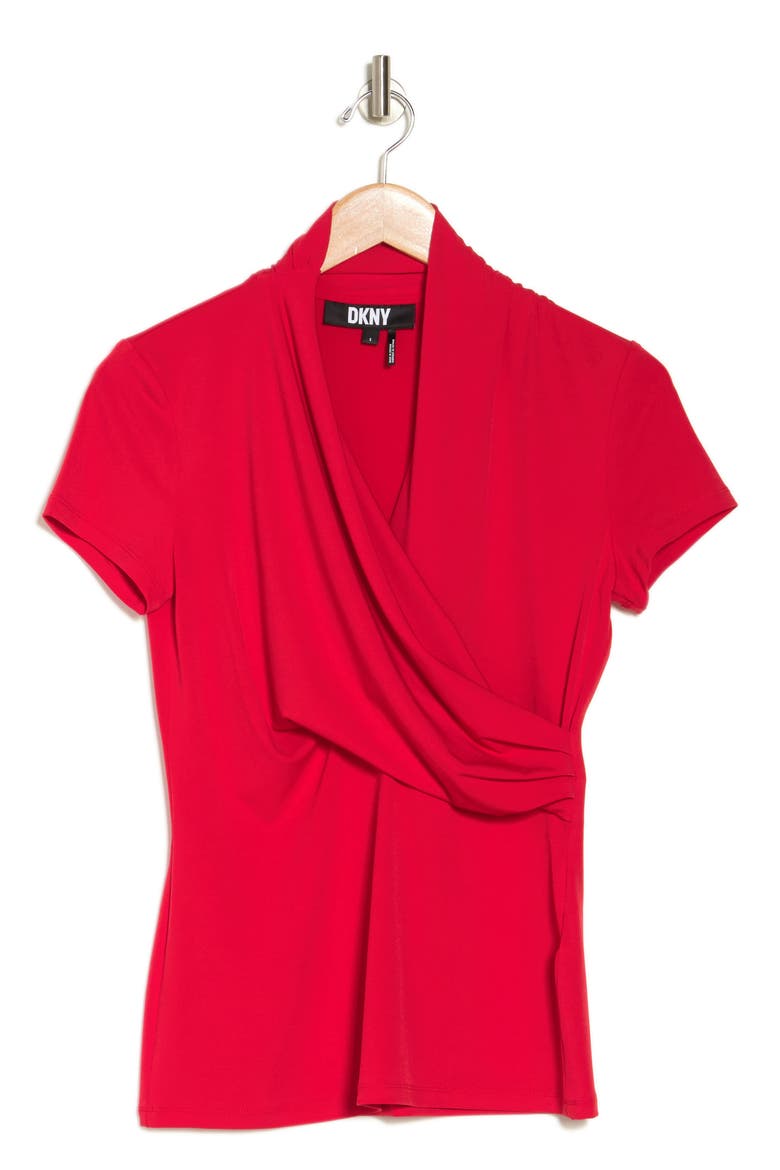 Cowl Neck Side Ruched Top, Alternate, color, POPPY