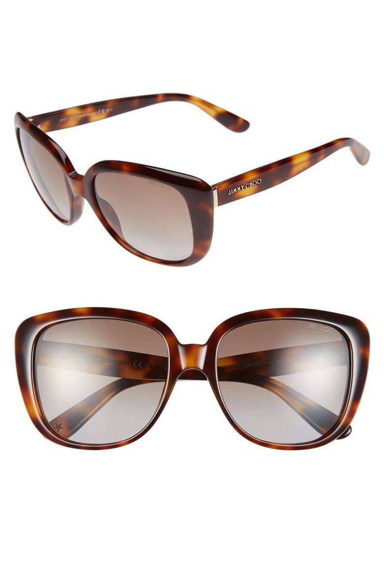 'Lallys' 54mm Polarized Sunglasses, Main, color, HAVANA/ BROWN POLAR