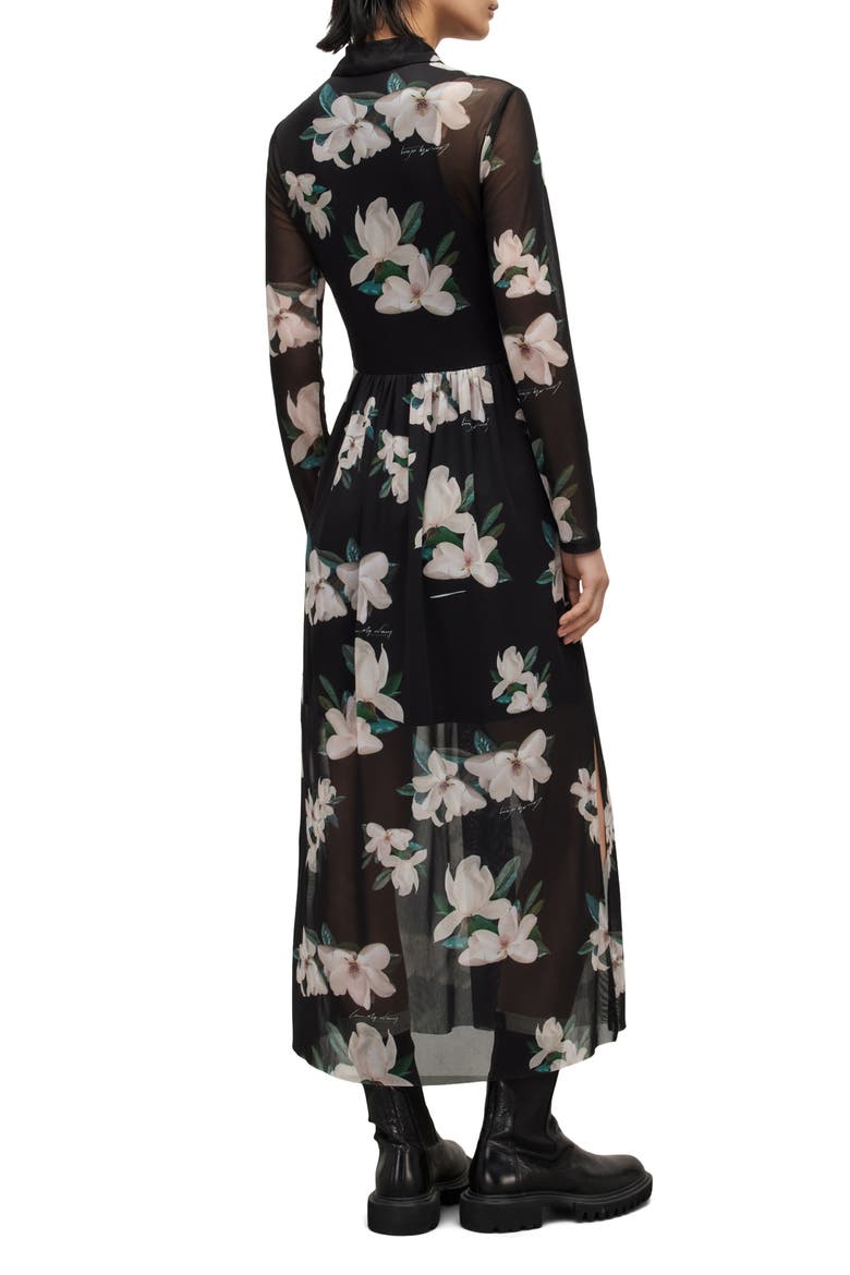 Kelda Alessandra Long Sleeve Mesh Shirtdress, Alternate, color, BLACK