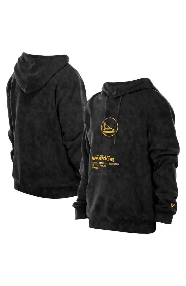 New Era Men's New Era  Black Golden State Warriors Sport Night Mineral Wash Pullover Hoodie, Main, color, 