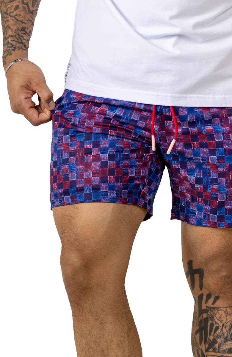Maceoo Swim Marthyr Print Swim Trunks, Alternate, color, Purple