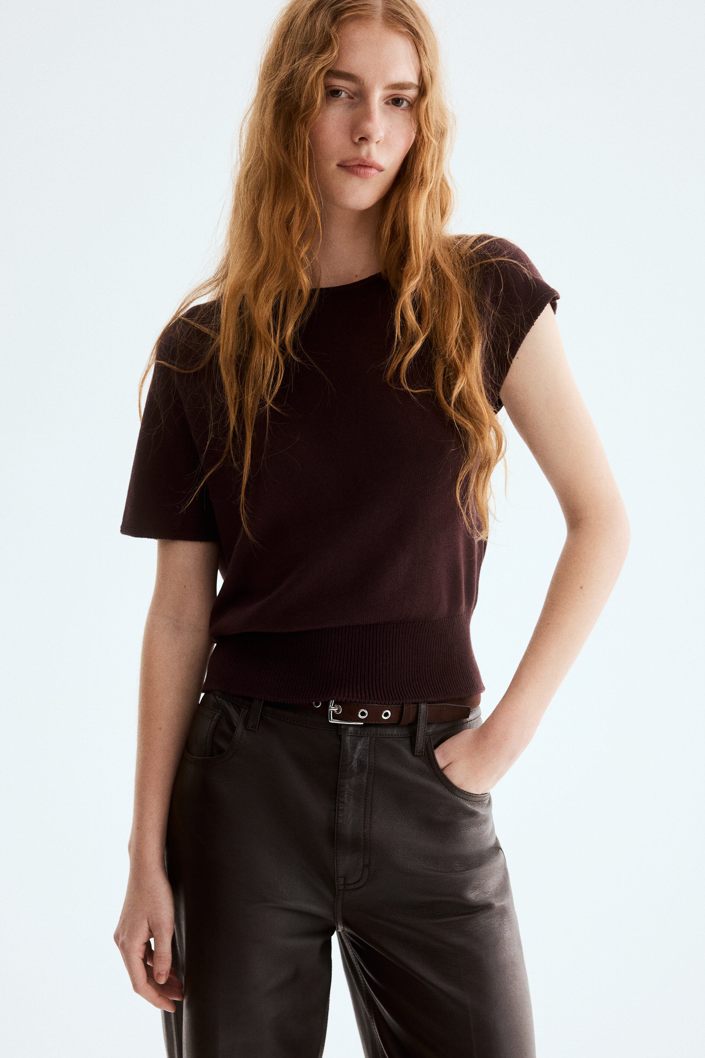 Fine-knit One-shoulder Top - image 2