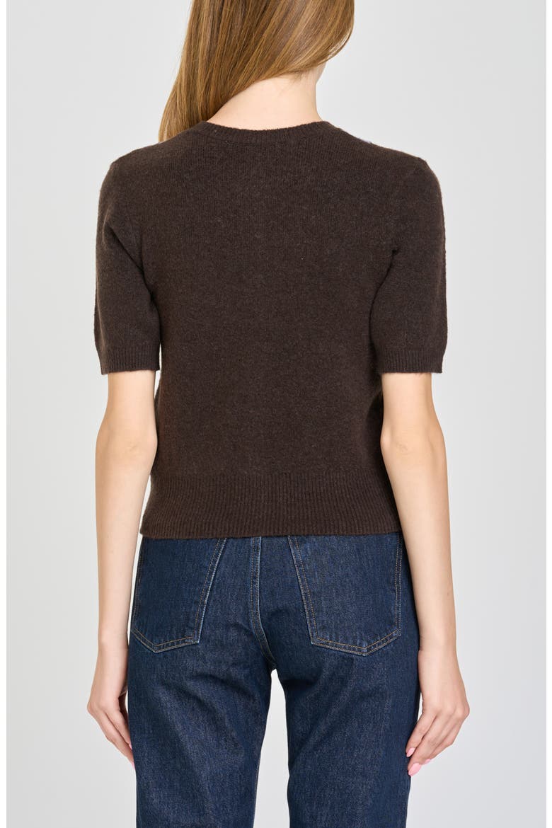 Esther Short Sleeve Cardigan, Alternate, color, BROWN / BLUE