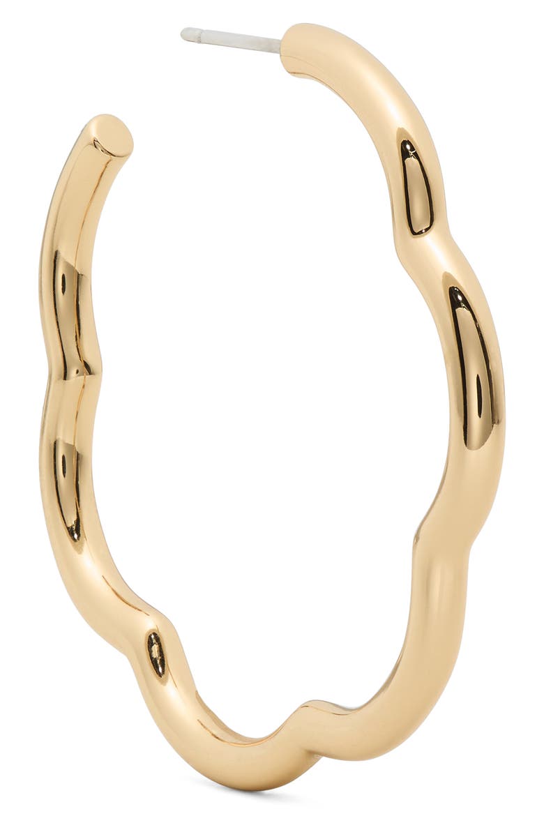 wave hoop earrings, Alternate, color, GOLD