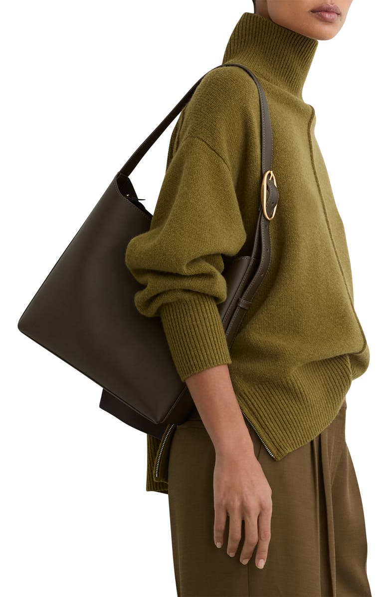 Reiss Greta Leather Shoulder Bag, Alternate, color, Green