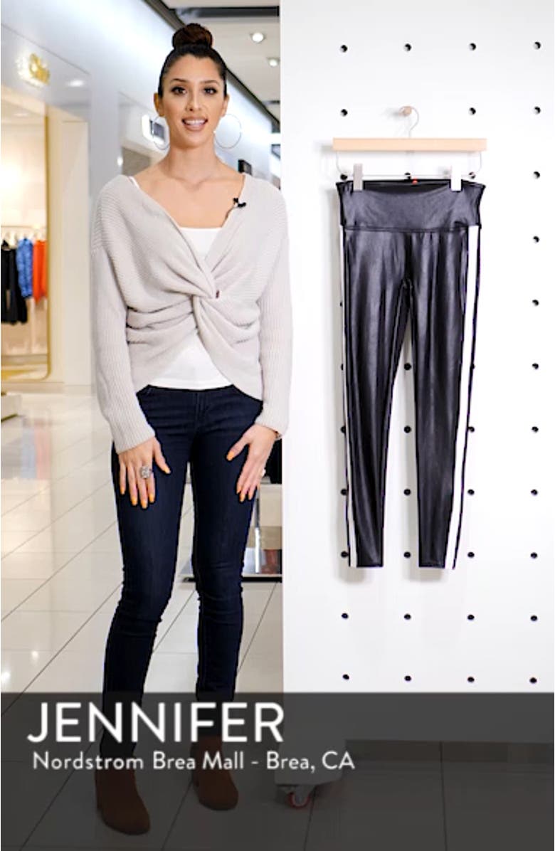 Side Stripe Faux Leather Leggings, sales video thumbnail