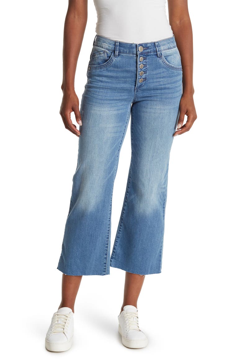 Button Fly Wide Leg Crop Jeans, Main, color, BLUE