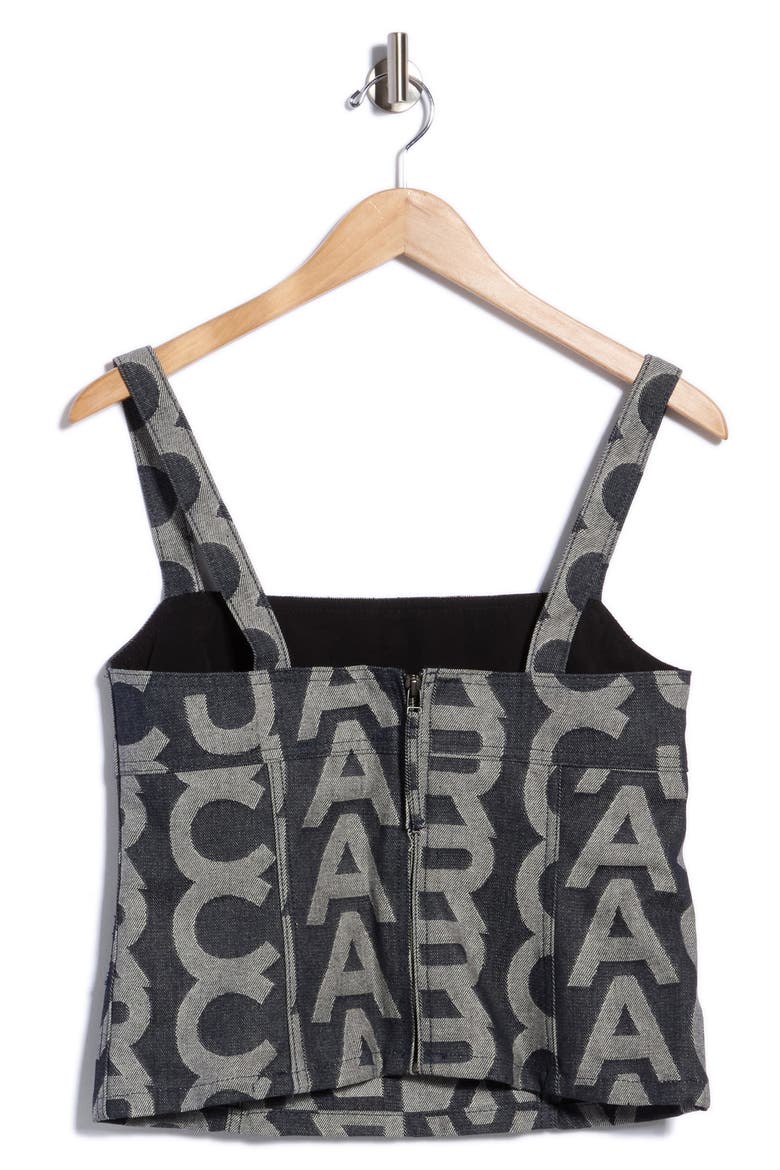 Monogram Denim Bustier Top, Alternate, color, DENIM BLUE