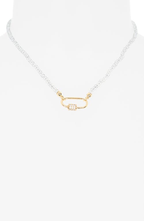 Leith Cubic Zirconia & Crystal Beaded Carabiner Necklace