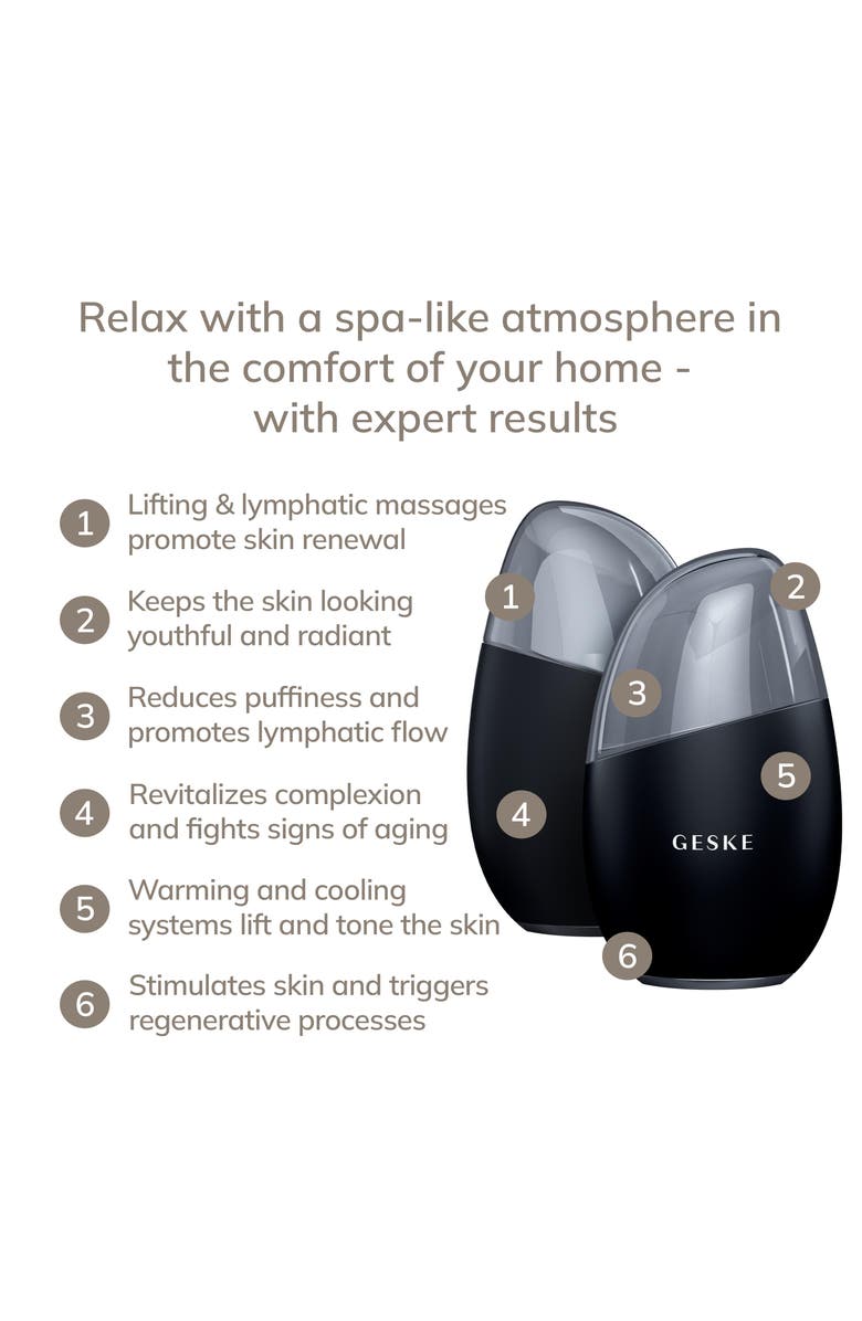 GESKE SmartAppGuided Cool & Warm Eye & Face Massager | 7 in 1, Alternate, color, Black