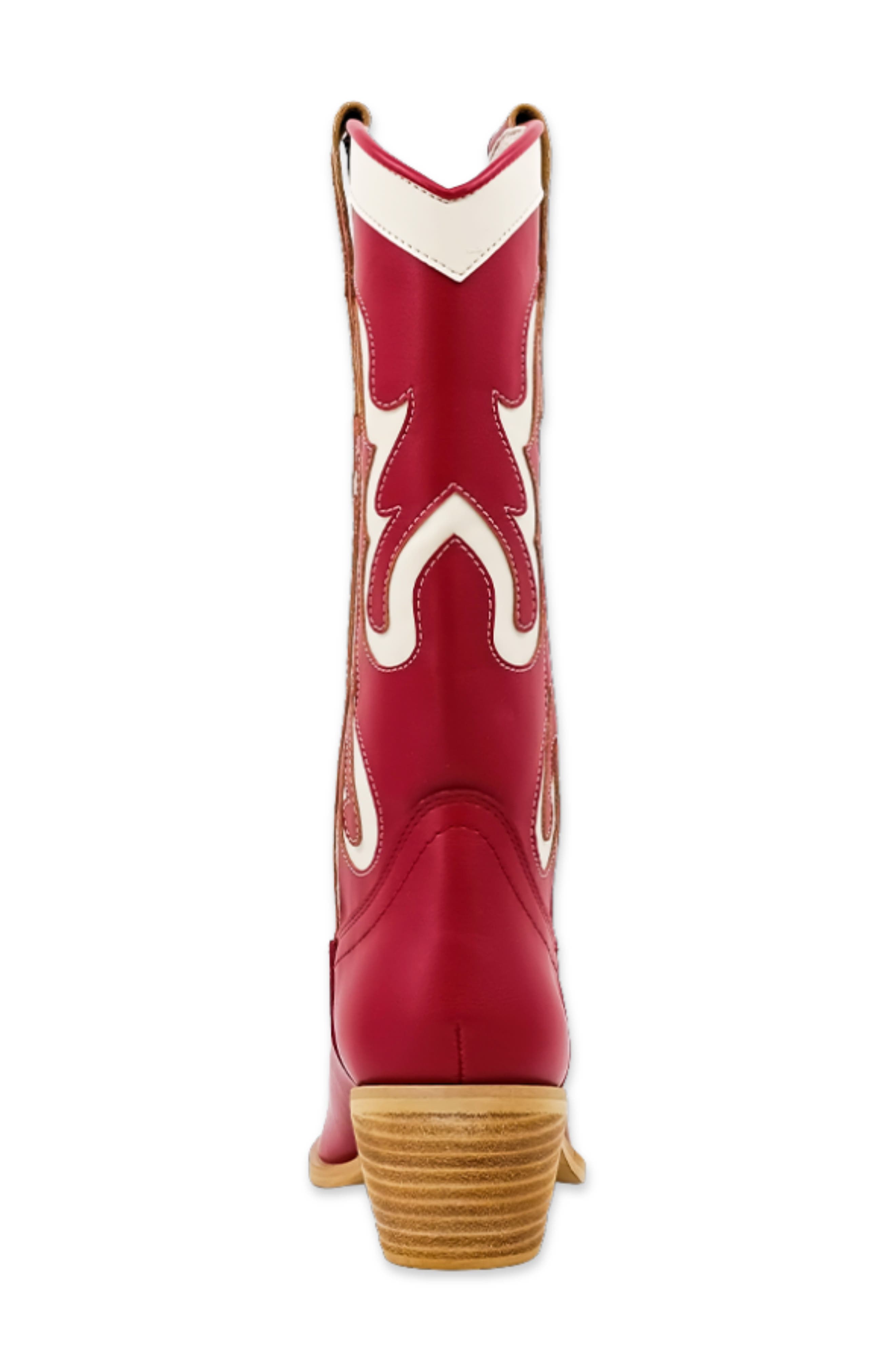 Yaya Western Boot, Alternate, color, DARK RED