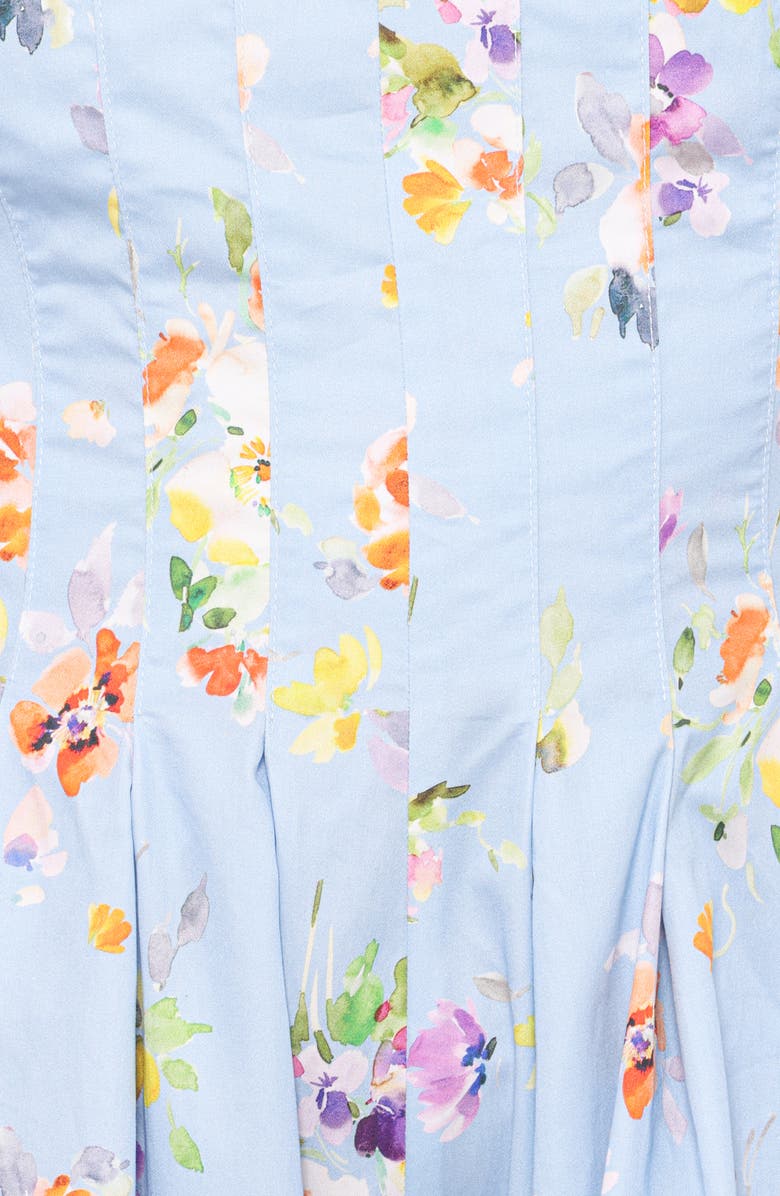 Petal & Pup Wren Floral Strapless Wide Leg Cotton Jumpsuit, Alternate, color, Cornflower Blue Floral