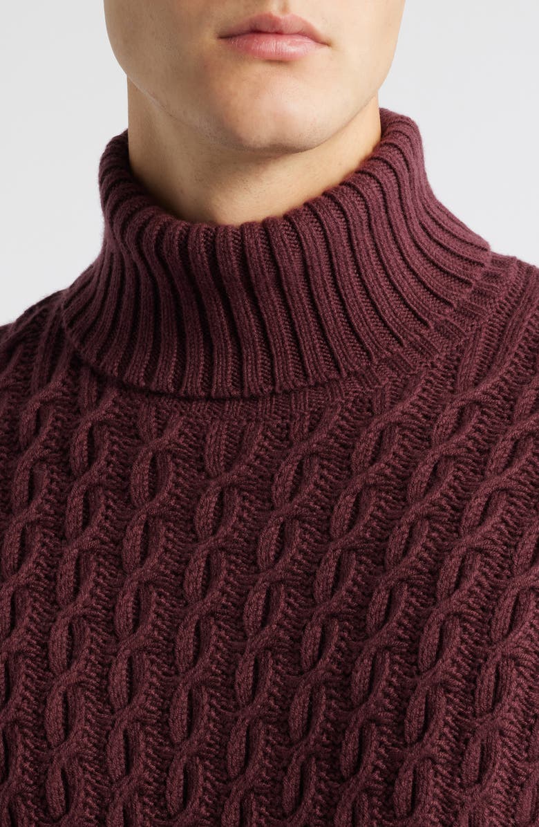 BOSS x Beckham Herrero Wool & Cashmere Cable Sweater, Alternate, color, Dark Red