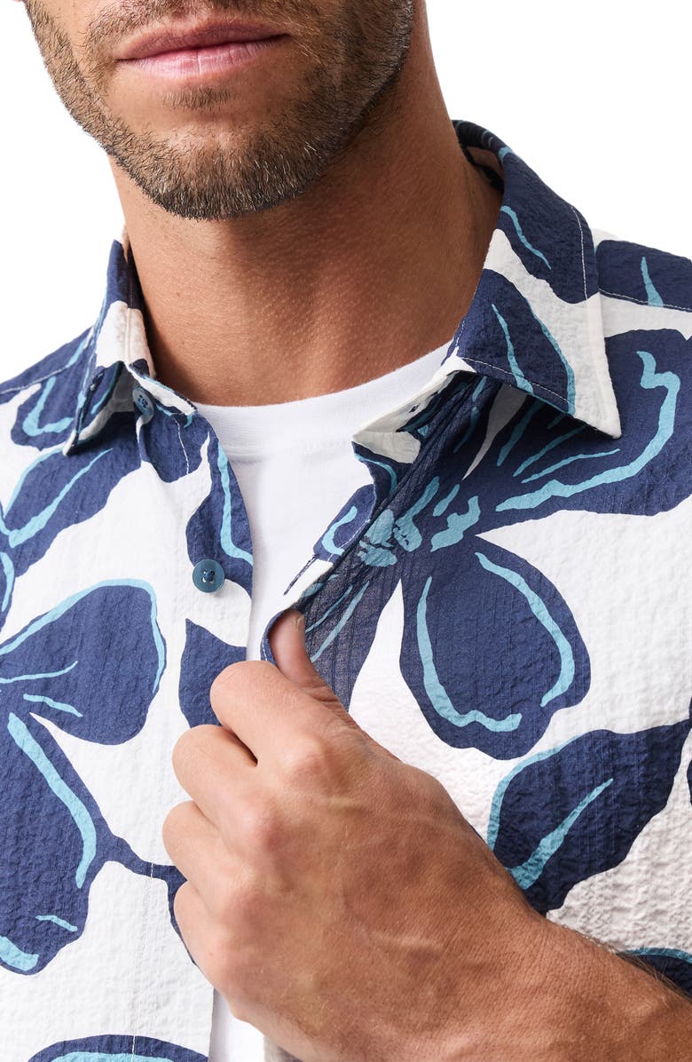 Rodd & Gunn Hamilton Bay Weekend Fit Floral Short Sleeve Stretch Seersucker Button-Up Shirt, Alternate, color, Ink