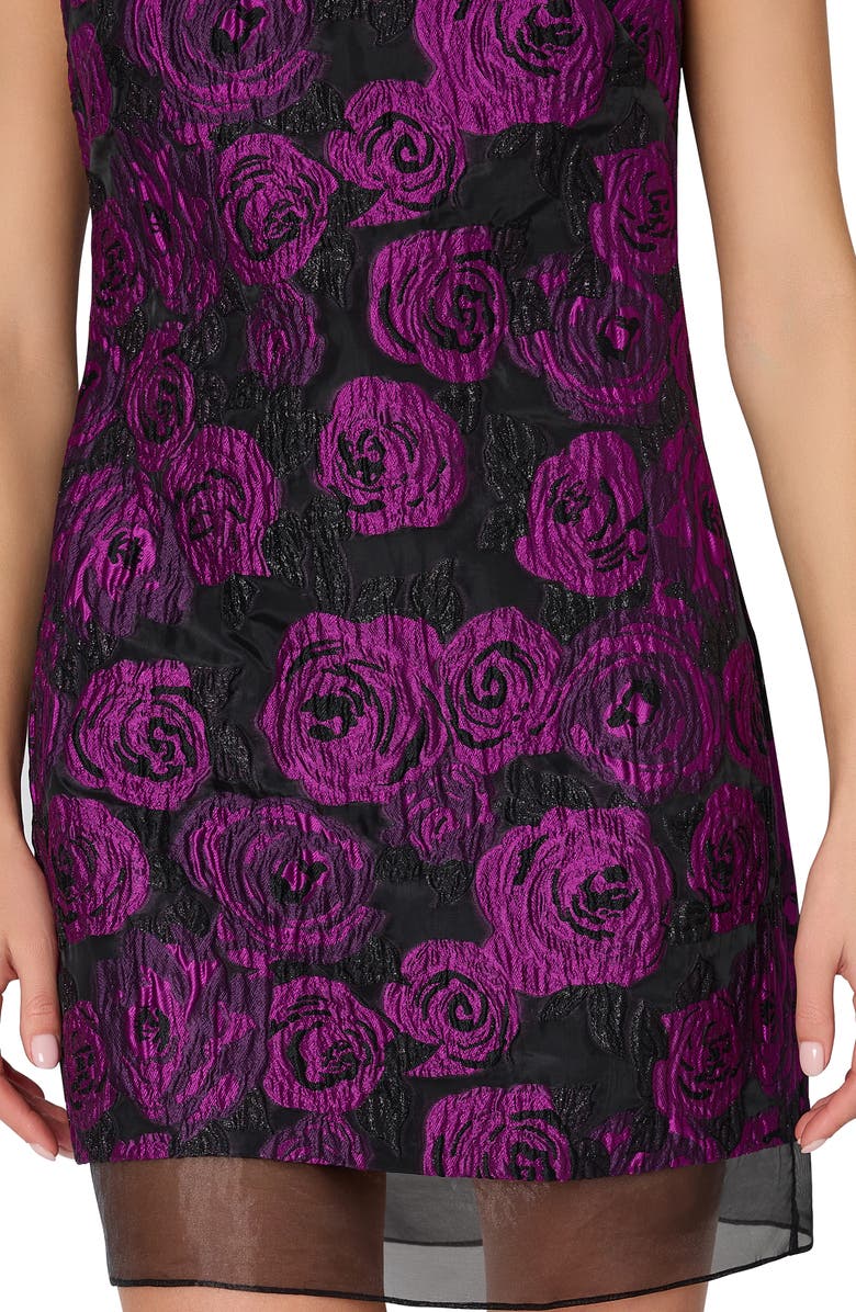 Milly Ilectra Dark Rose Metallic Jacquard Shift Dress, Alternate, color,