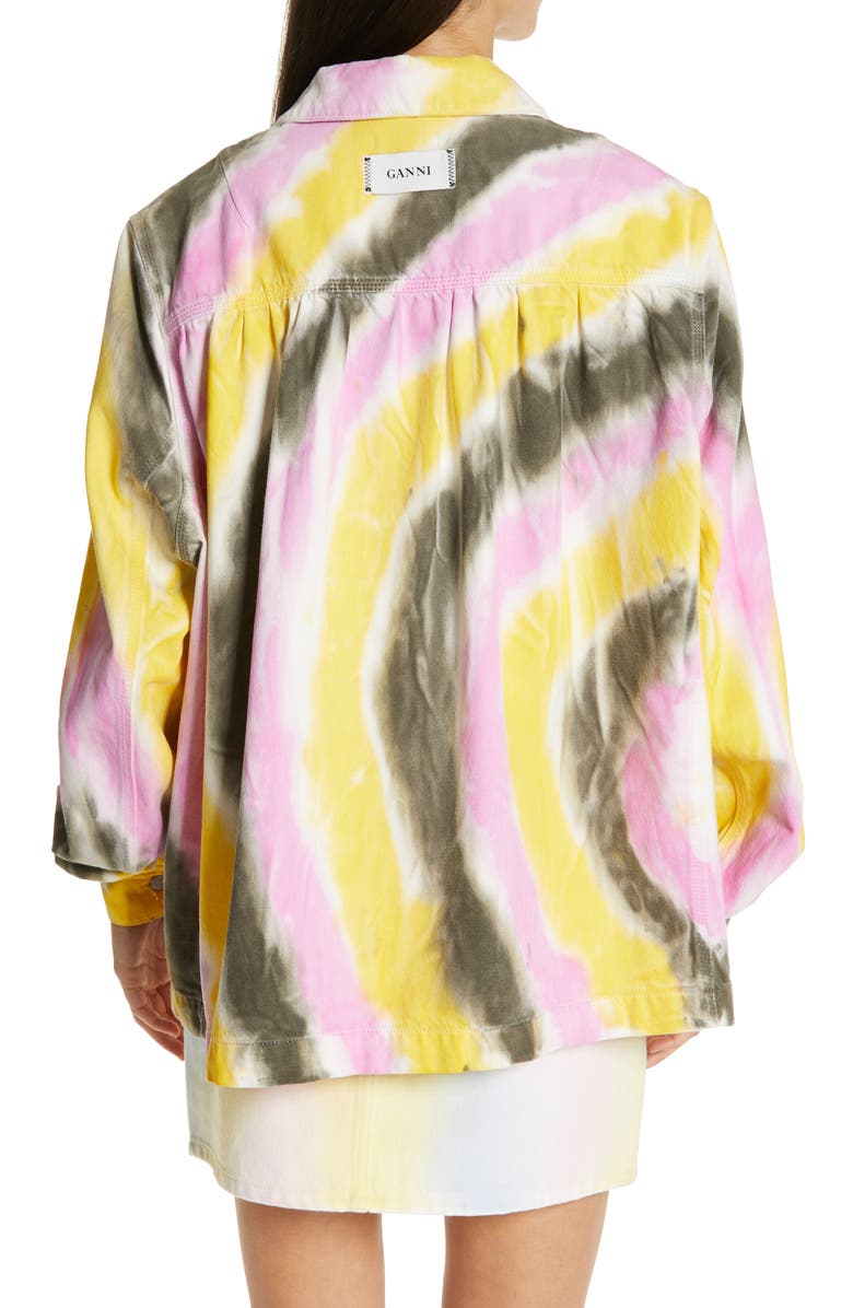 Ganni Tie Dye Oversize Denim Jacket, Alternate, color, 