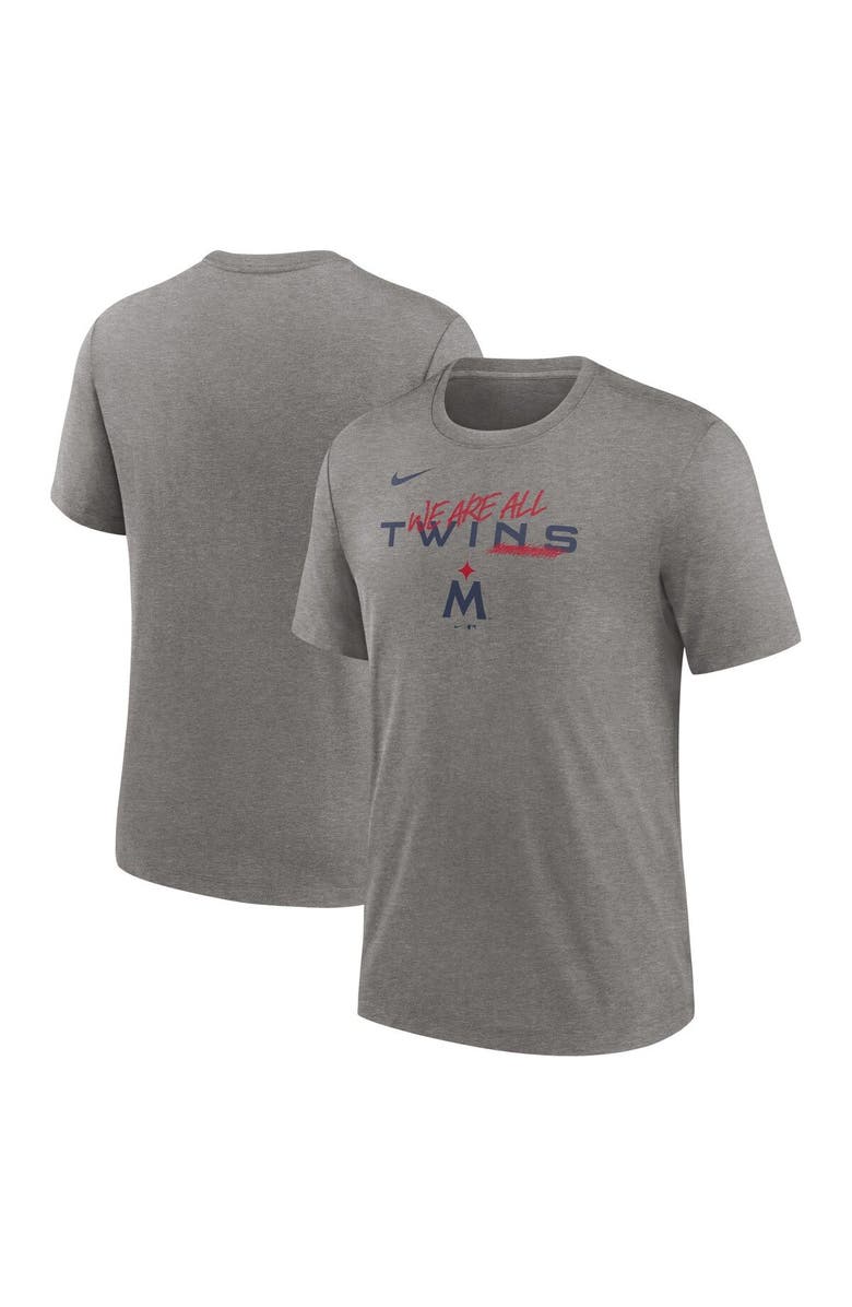 Nike Men's Nike Heather Charcoal Minnesota Twins We Are All Tri-Blend T-Shirt, Main, color, Heather Gray