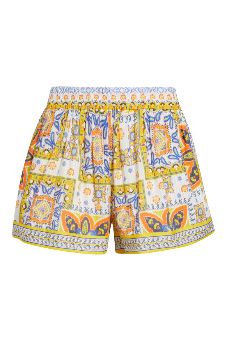 Angelina Tile Print Shorts, Alternate, color, WHITE PIAZZA