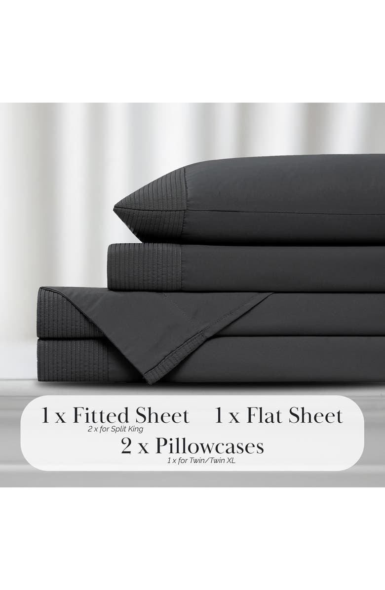 SOUTHSHORE FINE LINENS Premium Collection Pleated Extra Deep Pocket Sheet Set, Alternate, color, Black
