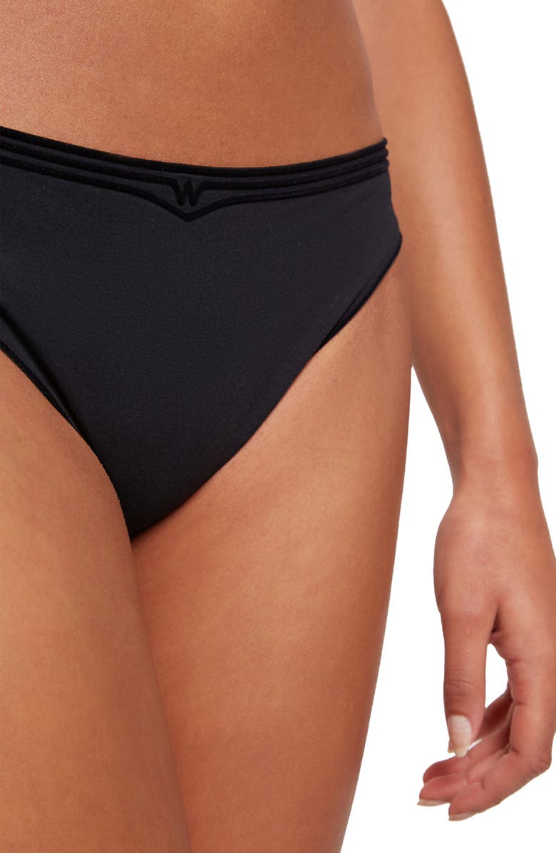 Wolford Cotton Contour 3W Thong, Alternate, color, Black