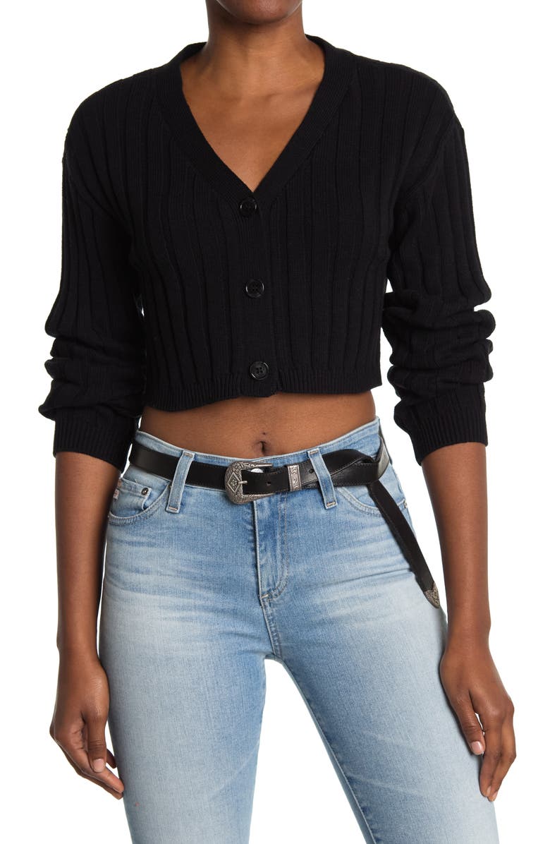 Abound Long Sleeve Ribbed Cropped Cardigan, Main, color, 