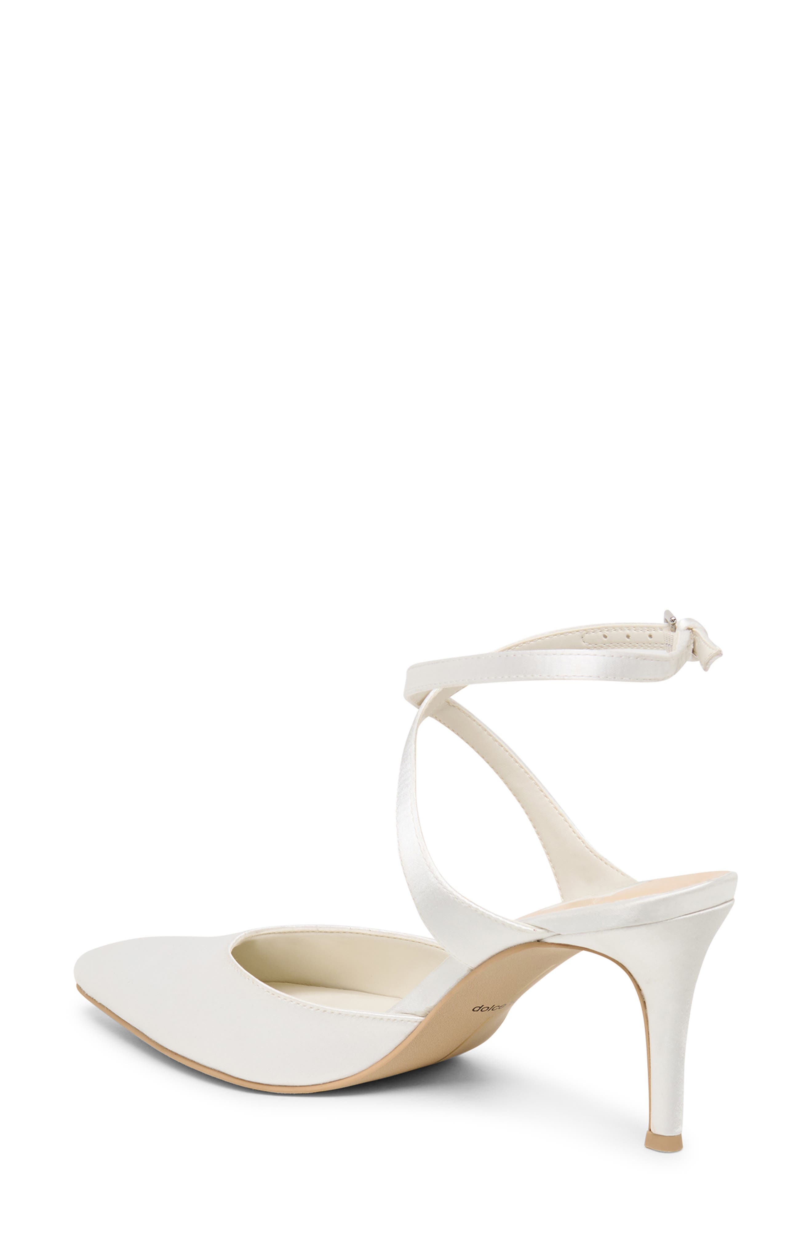 Dolce Vita Eliora Pointed Toe Ankle Strap Pump, Alternate, color, True White Satin
