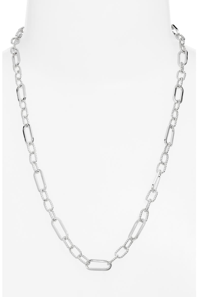 Demi Fine Long Paper Clip Necklace, Alternate, color, STERLING SILVER PLATED
