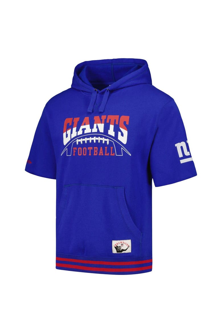 Men's Mitchell & Ness Royal New York Giants Pre-Game Short Sleeve Pullover Hoodie, Alternate, color, Royal