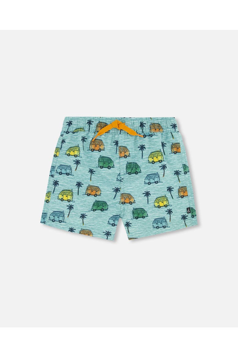 Baby Boy's Mid-Thigh Boardshort Printed Beach Caravan, Main, color, Printed Beach Caravan