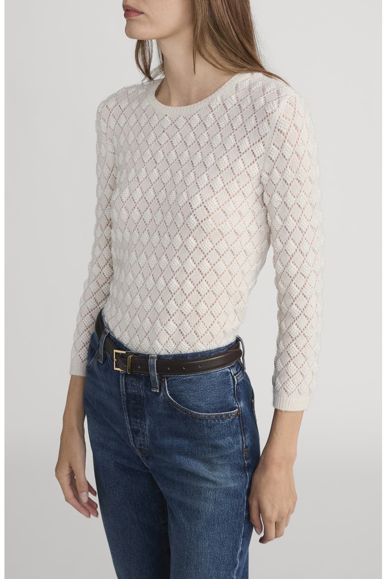 Faux Pearl Cashmere Sweater, Alternate, color, CREAM