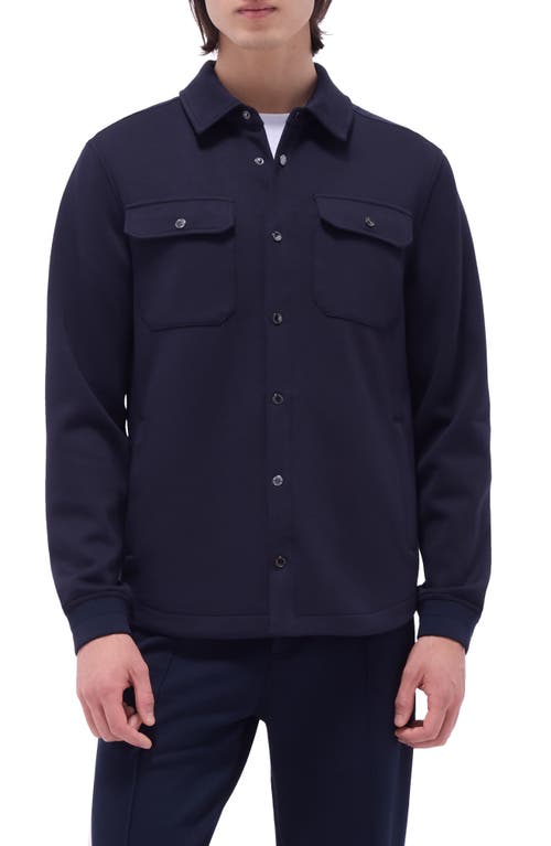 Bugatchi Soft Touch Knit Shirt Jacket In Navy
