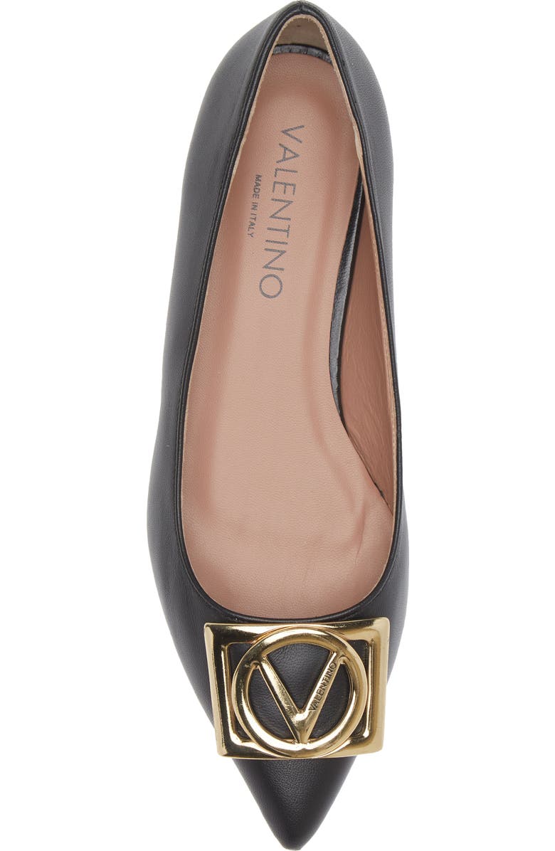 VALENTINO BY MARIO VALENTINO Flora Logo Buckle Pointed Toe Flat, Alternate, color,