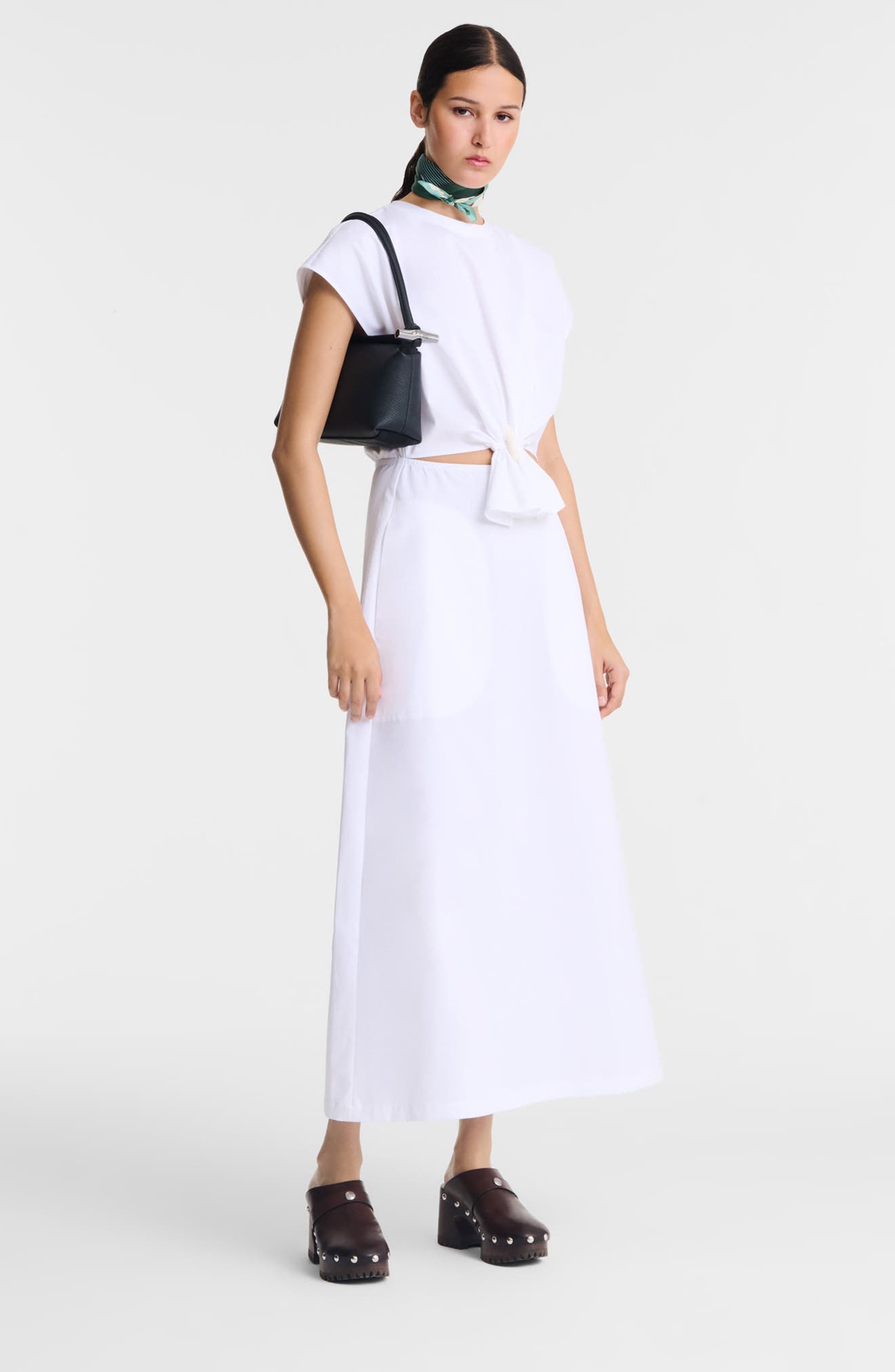 Longchamp Le Roseau East/West Leather Shoulder Bag, Alternate, color, Black