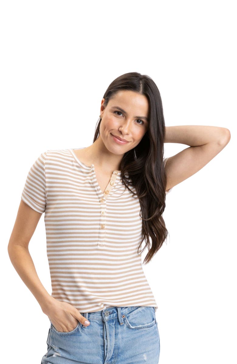 Threads 4 Thought Akia Stripe Feather Rib Henley, Alternate, color,