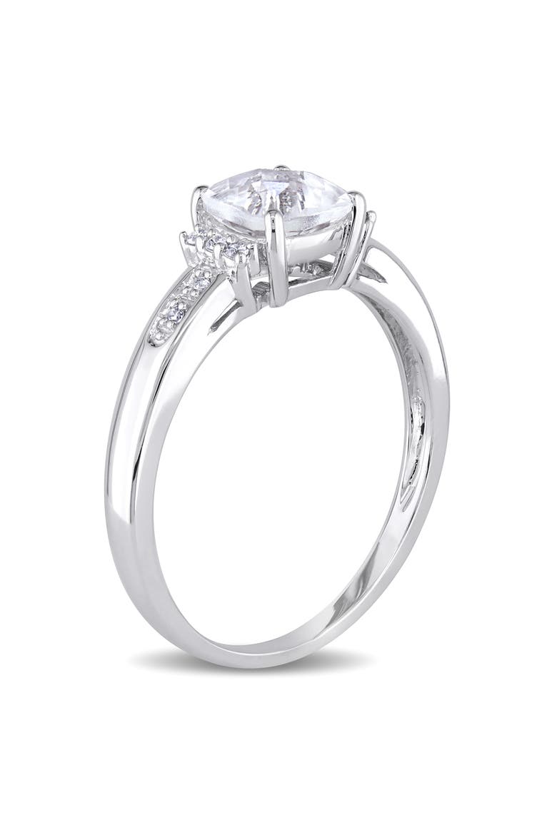 Cushion-Cut Gemstone & Diamond Ring 10k, Alternate, color, White Topaz
