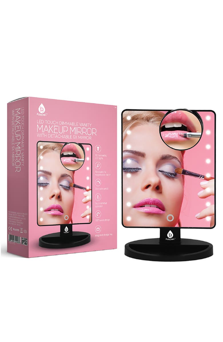 PURSONIC LED Lighted Vanity Makeup Mirror, Alternate, color, Black